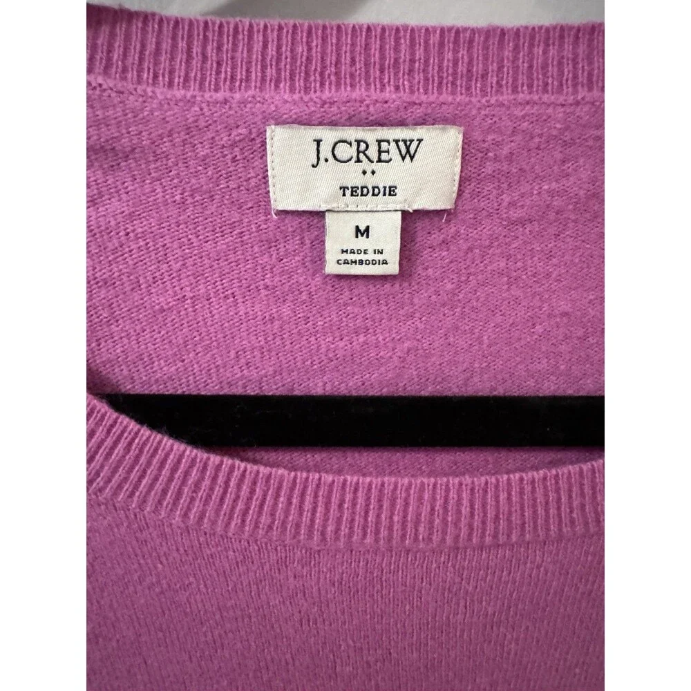 J.Crew Teddie Classic Crewneck Cotton and Wool Pullover Sweater Size Medium